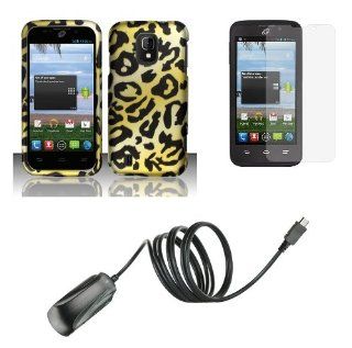 ZTE Majesty Z796C   Accessory Bundle Pack   Cheetah Design Print Shield Case + Atom LED Keychain Light + Screen Protector + Micro USB Wall Charger Cell Phones & Accessories