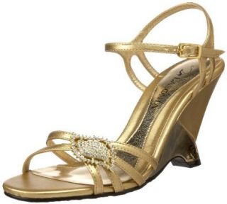 Lasonia Women's S7410 Wedge Sandal,Gold,5 M US Shoes