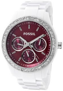 Fossil ES2668  Watches,Womens White Crystal Purple Dial White Resin, Casual Fossil Quartz Watches