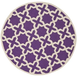Safavieh Handmade Moroccan Cambridge Purple/ Ivory Wool Rug (8 Round)