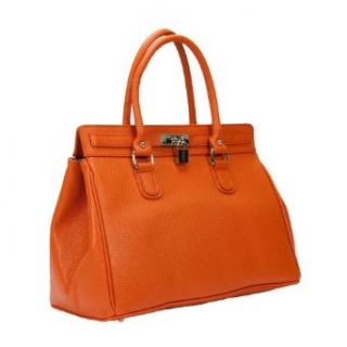 HS 5097 OFELIA AR Made in Italy Grainy Leather Orange Versatile Large Tote Shoes