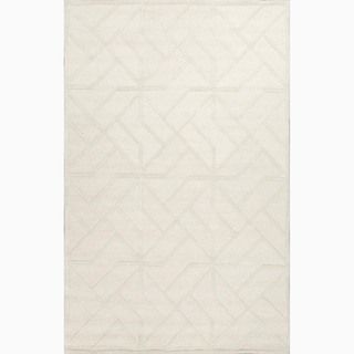 Hand made Ivory/ White Wool Textured Rug (4x6)
