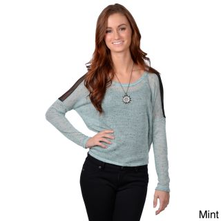 Journee Collection Womens Mesh Detail Hi lo Knit Top