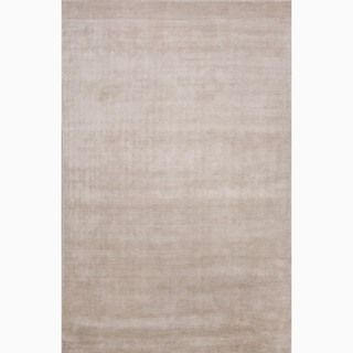 Hand made Solid Pattern Ivory/ White Bamboo Silk Rug (2x3)