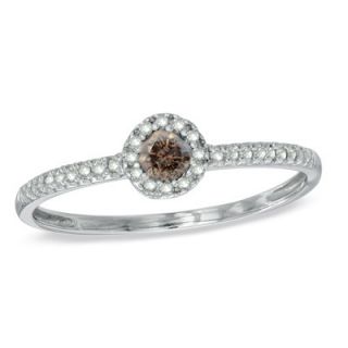 CT. T.W. Enhanced Champagne and White Diamond Stack Ring in