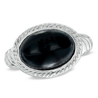 Oval Onyx Cabochon Rope Ring in Sterling Silver   Zales