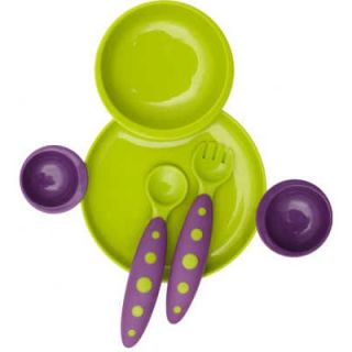 Boon Groovy Interlocking Plate And Bowl with Modware in Kiwi / Grape 257