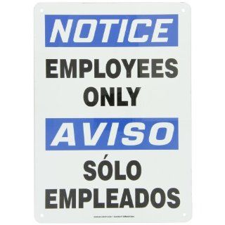 Accuform Signs SBMADC804VA Aluminum Spanish Bilingual Sign, Legend "NOTICE EMPLOYEES ONLY/AVISO SOLO EMPLEADOS", 14" Length x 10" Width x 0.040" Thickness, Blue/Black on White Industrial Warning Signs