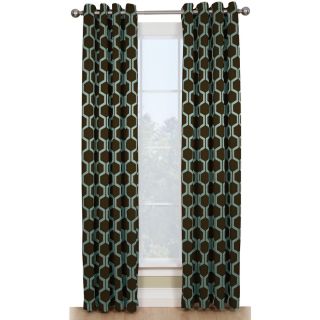 Style Selections Quinn 84 in L Geometric Chocolate/Blue Thermal Grommet Window Curtain Panel