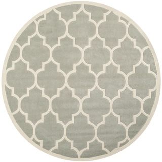 Safavieh Handmade Contemporary Moroccan Chatham Gray/ Ivory Wool Rug (5 Round)