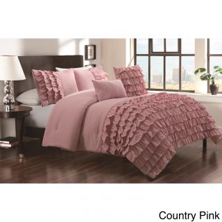 Private Label Taylor 5 piece Textured Comforter Set Pink Size Queen