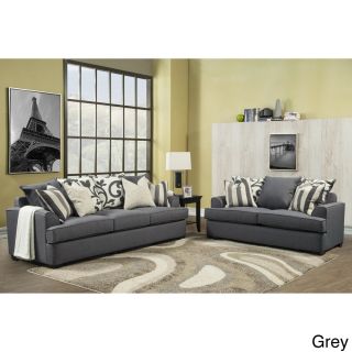 Furniture Of America Bryen Skyler Contemporary Chenille Fabric Sofa And Loveseat Set