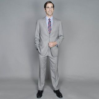 Mens Grey Pattern 2 button Single Breasted Suit