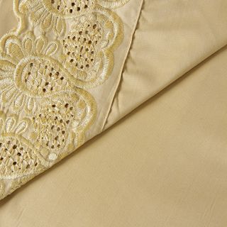 Elite Home Products, Inc Majestic Embroidered Lace Sheet Set Gold Size Full