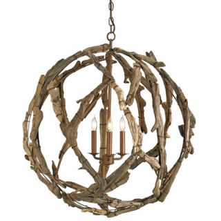 Currey & Company Driftwood 3 Light Candle Chandelier 9078