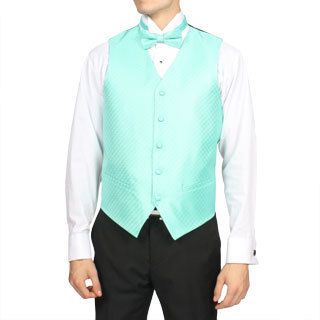 Ferrecci Ferrecci Mens Pale Turquoise 4 piece Vest Set Other Size XS