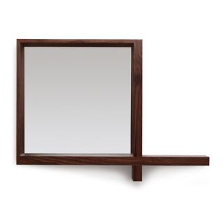 Skram Lineground Rectangle Mirror and Shelf  L83 Finish Ebonized Rift White Oak