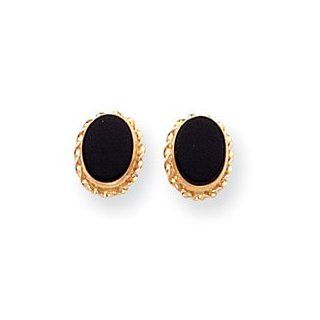 14k Bezel Onyx Earrings SE820 Dangle Earrings Jewelry