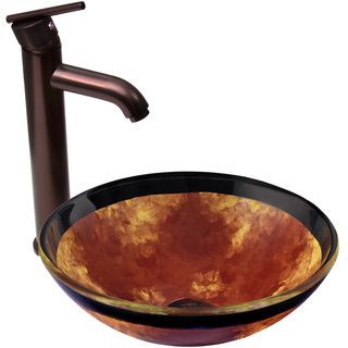 Vigo Auburn/ Mocha Fusion Glass Vessel Sink And Seville Oil rubbed Bronze Faucet Set