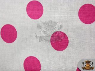 Polycotton Printed POLKA DOTS FUSCHIA WHITE Fabric / 59" Wide / Sold by the yard
