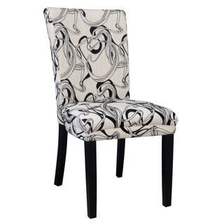 Black   White Wide Back Parson Side Chair (set Of 2)