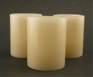 BATTERY OPERATED Pillar CANDLES Wax 2.5" ivory Set 3  