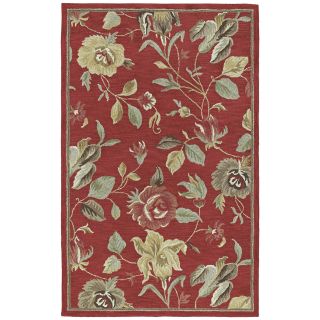 Lawrence Raspberry Floral Hand tufted Wool Rug (76 X 90)