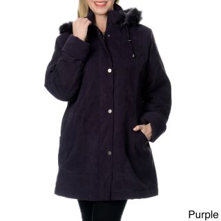 Nuage Nuage Womens Plus Size Lycroft Jacket W/detachable Faux Fur Hood Purple Size S (4  6)