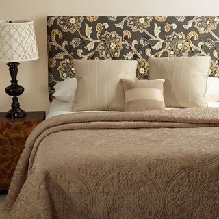 Mozaic Humble + Haute Hampton Grey Floral Queen Diamond Tufted Upholstered Headboard Grey Size Queen