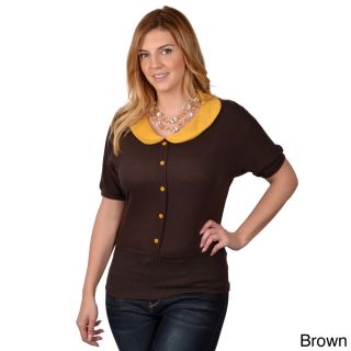 Journee Collection Journee Collection Juniors Contemporary Plus Short sleeve Collared Top Brown Size S (1  3)