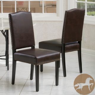 Christopher Knight Home Brunello Brown Leather Dining Chairs (set Of 2)