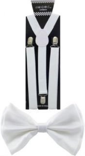 Nice Shades Combo Pack Suspenders & Bow Ties White at  Mens Clothing store