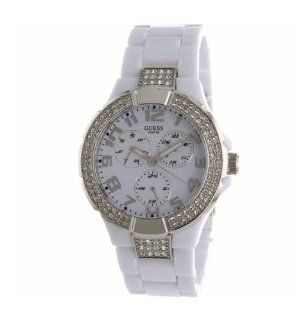 GUESS Women's W13564L1 White Plastic Band And Case Gem Accents Watch at  Women's Watch store.