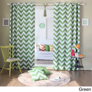 Best Home Fashion Chevron Print Room Darkening Grommet Top 84 Inch Curtain Panel Pair Green Size 52 x 84