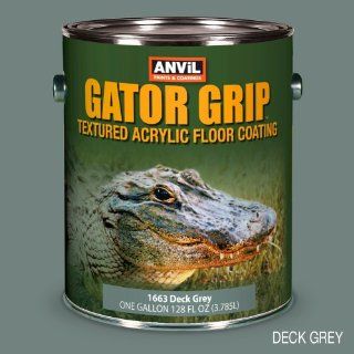 Anvil Gator Grip Textured 100% Acrylic Coating For Wood & Concrete Decks Interior Exterior Color Deck Grey  1 Gallon   House Paint  