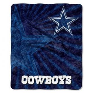 NFL Dallas Cowboys 50 Inch by 60 Inch Sherpa on Sherpa Throw Blanket "Strobe" Design  Sports Fan Throw Blankets  Clothing