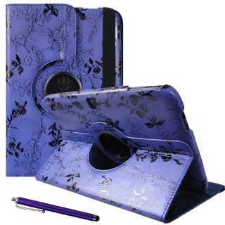 For GOOGLE NEXUS 10 (SAMSUNG) PU Leather CASE COVER W/ Build in 360 Rotating Stand (BLUE PURPLE) plus STYLUS FASHION LINE Computers & Accessories