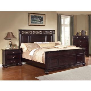 Furniture Of America Cherisan Dark Walnut Floral Rectangular Platform Bed