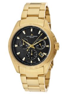 JACQUES LEMANS GU191E  Watches,Mens Chronograph Black Dial Gold Plated Stainless Steel, Chronograph JACQUES LEMANS Quartz Watches