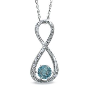 5mm Aquamarine and Diamond Accent Infinity Pendant in Sterling