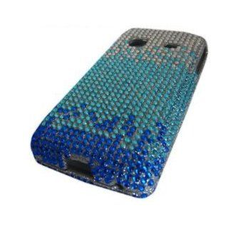 Samsung Galaxy M828c Precedent Straight Talk Blue Teal Dazzle Bling Pretty Design Skin Cover Case Protector Hard Cell Phones & Accessories