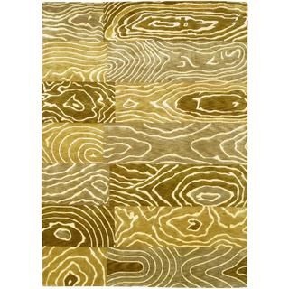 Hand Knotted Pokhara Wood Grain Gold/ Beige Rug (36 X 56)