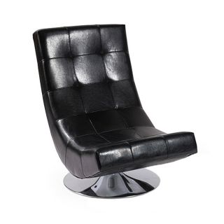Mario Black Bonded Leather Armless Swivel Club Chair