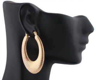 2 Pairs of Gold Filled Horseshoe Shape with Diamond Pattern 1.75 Inch Pin Catch Dangle Earrings Jewelry