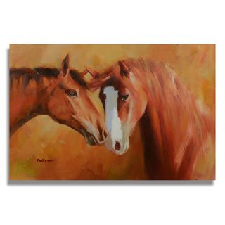 Sullivan Two Beautiful Horses Cuddling Gallery wrapped Canvas