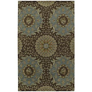 St. Joseph Chocolate Brown Damask Hand tufted Wool Rug (96 X 130)