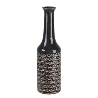 Privilege Rope Design Dark Grey Ceramic Vase