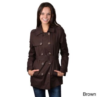 Journee Collection Journee Collection Juniors Double breasted Belted Trench Coat Brown Size S (1  3)