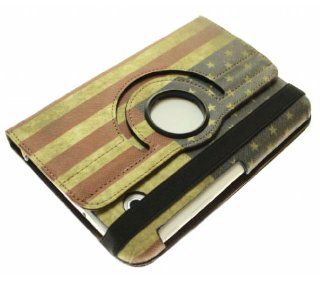 Angelseller XKM New Retro American Flag Pattern 360 Degree Rotating Vintage Leather Case With Credit Card / ID Slots Magnetic Flip Cover for Samsung Galaxy Tab 2 7.0 P3100 Cell Phones & Accessories