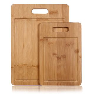 Adeco 2 piece 100 percent Natural Bamboo 0.5 inch Thick Cutting Board Set